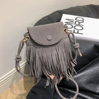 2024 Autumn and Winter New Suede Personalized Tassel Buckle Mobile Phone Bag Frosted Retro Ethnic Style Single Shoulder Crossbody Bag