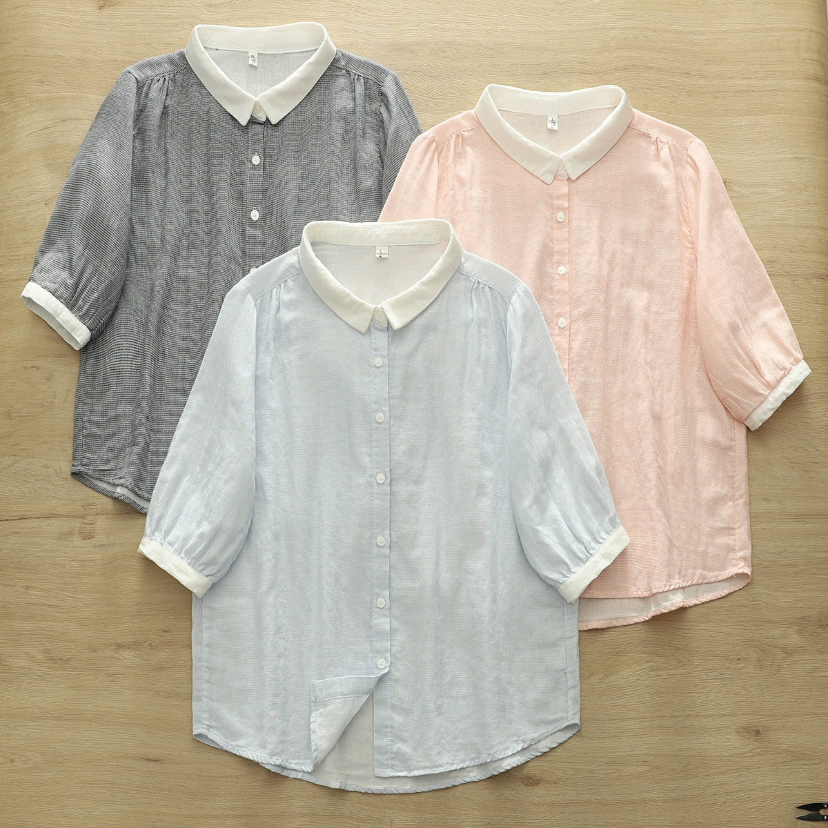 2025 summer new houndstooth plaid printed loose cardigan women's middle sleeve college style seven sleeve shirt wholesale