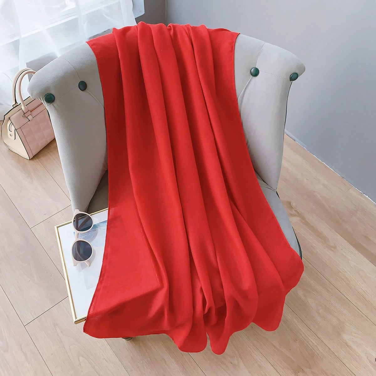 Cotton and Linen Scarf Women's Spring and Summer Artistic Korean-style Long Solid Color Shawl Thin All-match Neck Protecting Silk Scarf for Air-conditioned Room