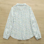 2025 New Autumn Clothing Japanese Style Sweet Floral Pure Cotton Double-Layer Cotton Gauze Shirt Women's Long-Sleeved Hidden Button Cotton Gauze Shirt