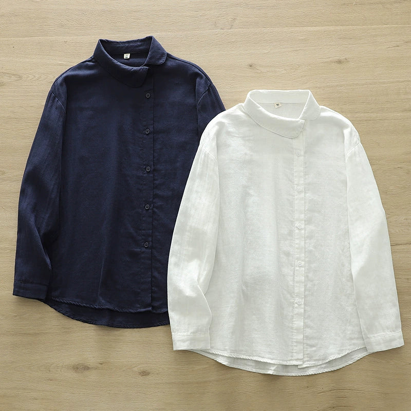 2024 Spring and Autumn New Style Casual Literary Small Round Neck Solid Color Double-Layer Yarn Long Sleeve Easiest for Match Shirt Women's Bottoming Top