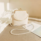 Foreign Trade Mobile Phone Bag 2025 New Cloud Cheongsam Women's Bag Pearl Chain Crossbody Bag Japanese Mouth Gold Cosmetic Bag