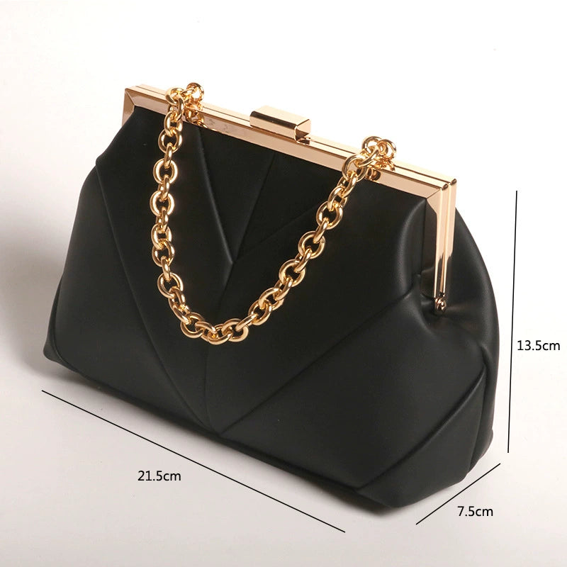 Factory order new wholesale flash hardware bar lock evening bag handbag socialite chain evening bag
