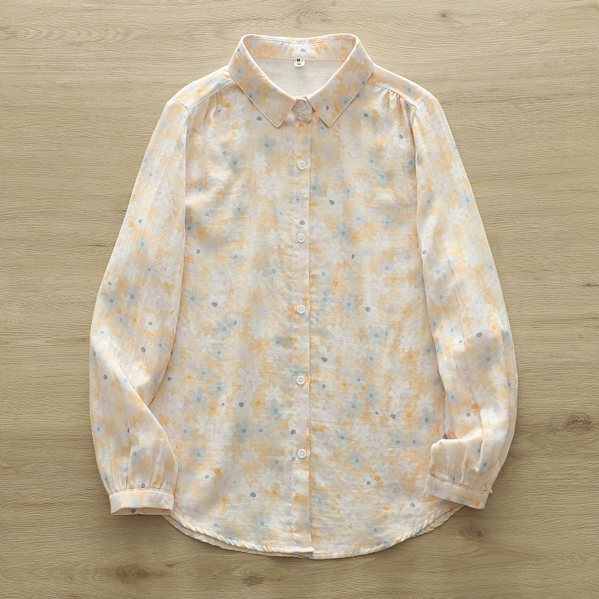 Fresh Flower double-layer cotton yarn cardigan long-sleeved shirt for women 2024 spring new casual slimming top