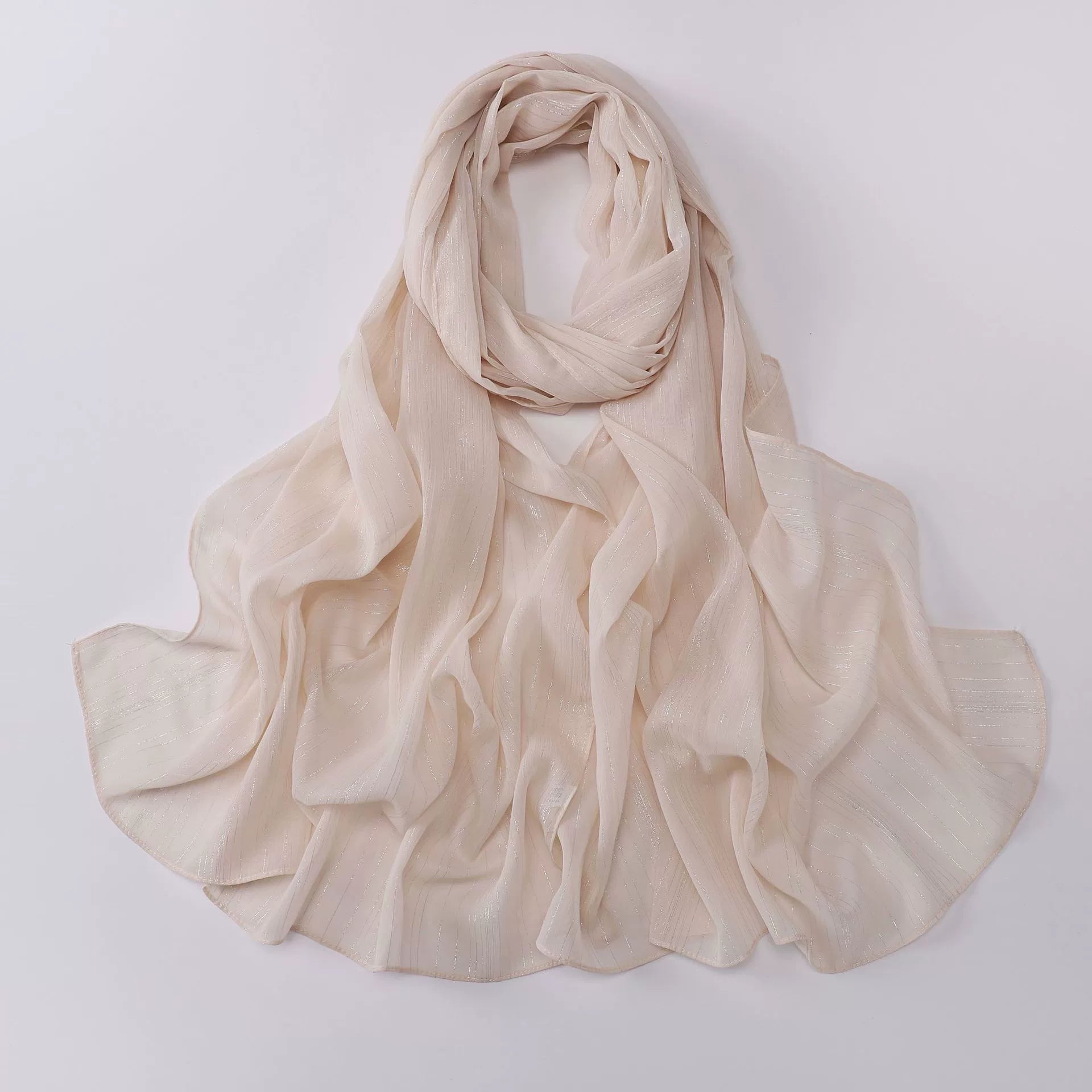 Cross-border Live Broadcast New Chiffon Silver Pleated Long Scarf Hui Scarf Middle East Africa Headscarf Can Change DIY