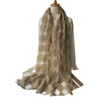 Foreign Trade Cut Flower Scarf for Women, Korean Style Rhombus Imitation Silk Sunscreen Scarf, Thin Women's Headscarf