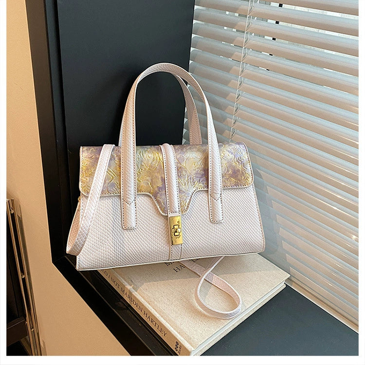 Contrast Color Tote Women's Bag Cross-border European and American Retro Leopard Print Portable Shoulder Crossbody Bag Women's Ladies handbag