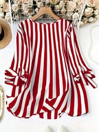 2025 European and American New Style Amazon Cross-Border Supply Ebay Best-Selling Autumn and Summer Striped Three-Quarter Sleeve Casual Shirt