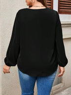 2026 Cross-Border Independent Platform Plus-Size Women's Clothing Simple and Intellectual Style T-Shirt Autumn and Winter Fashion Versatile V-Neck Slim-Fit Top