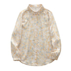 Fresh Flower double-layer cotton yarn cardigan long-sleeved shirt for women 2024 spring new casual slimming top