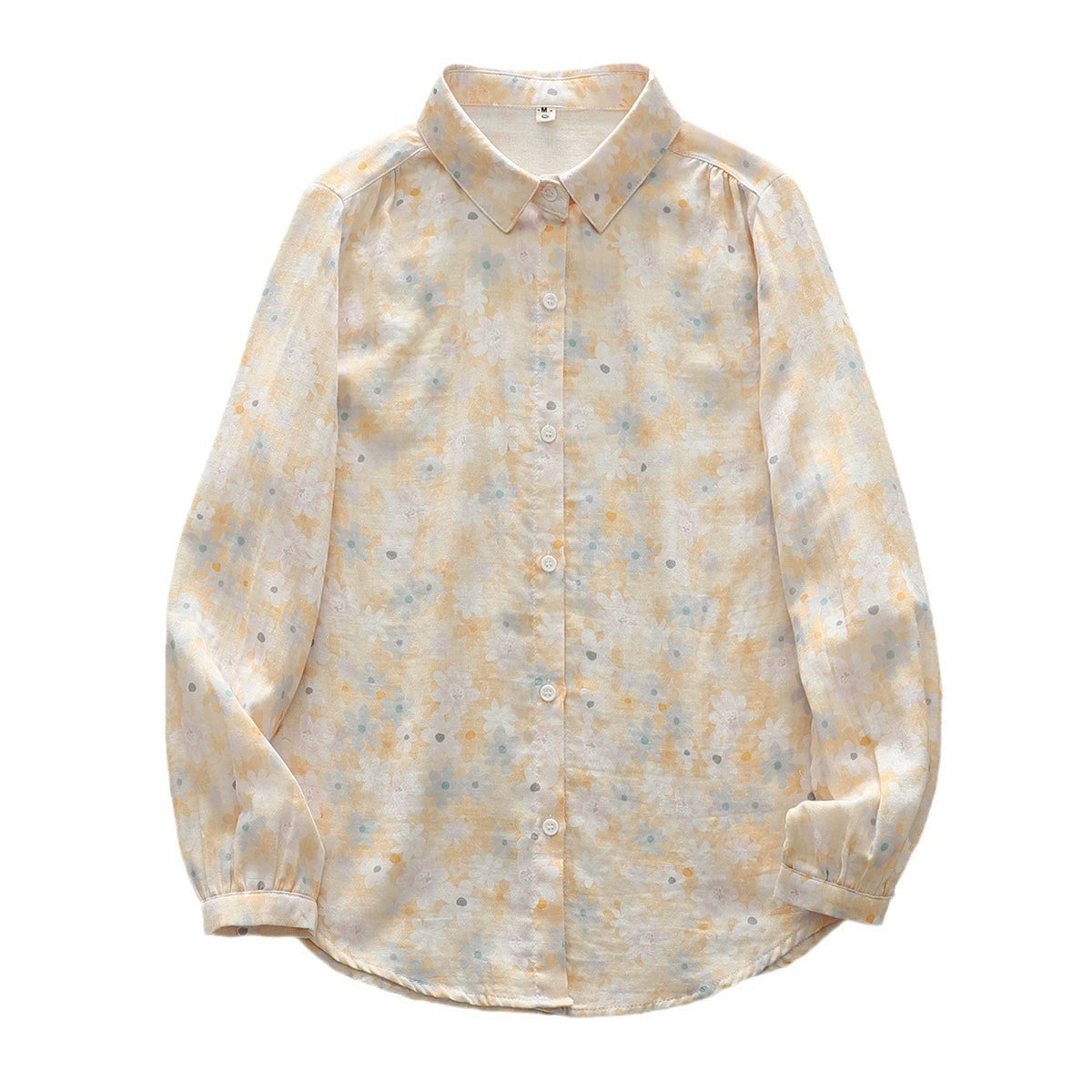 Fresh Flower double-layer cotton yarn cardigan long-sleeved shirt for women 2024 spring new casual slimming top