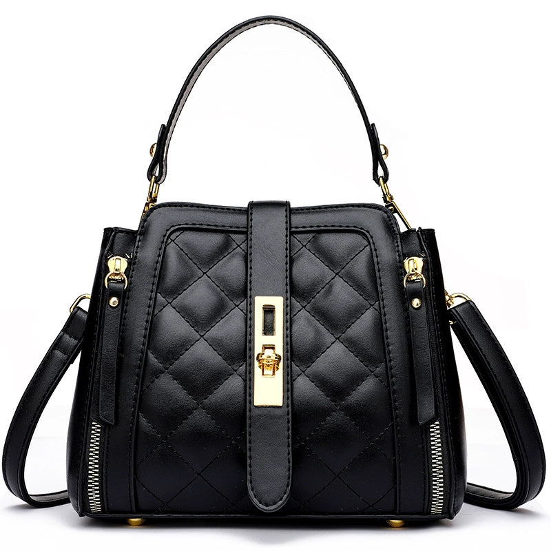 Women's Small Bag New Fashion Shoulder Bag Crossbody Bag Rhombus Embroidery Thread Simple High-End Portable Bucket Bag for Women
