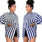 Cross-border e-commerce source manufacturers 2021 autumn European and American women's fashion ladies striped printed loose shirt skirt