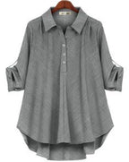 European and American Foreign Trade Women's Spring and Autumn New Two-color Fabric Shirt Large Size Loose Slimming Mid-length All-match Top