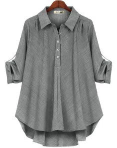 European and American Foreign Trade Women's Spring and Autumn New Two-color Fabric Shirt Large Size Loose Slimming Mid-length All-match Top