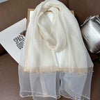 2025 Border Gold Edge Silk Scarf Classic Plaid Beaded Scarf Sunscreen Silk Scarf Gift Box Premium Sense