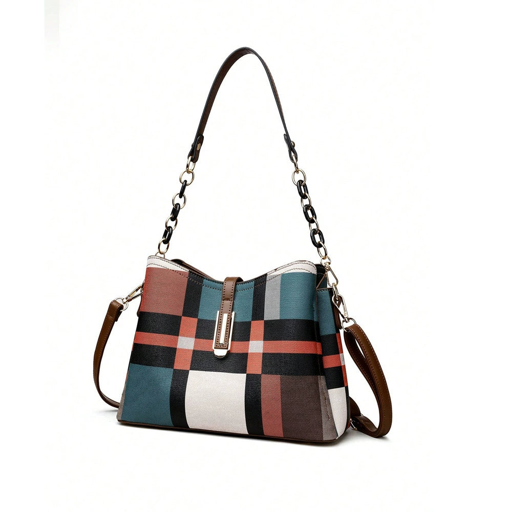 Vintage Single-Shoulder Crossbody Mom Bag 2026 New Color-Blocking Large-Capacity Handbag Set for Middle-Aged Women