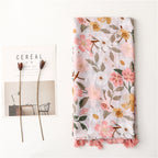 Summer Holiday Sunscreen Scarf Bohemian Pink Flower Scarf Large Shawl Travel Seaside Beach Towel Women