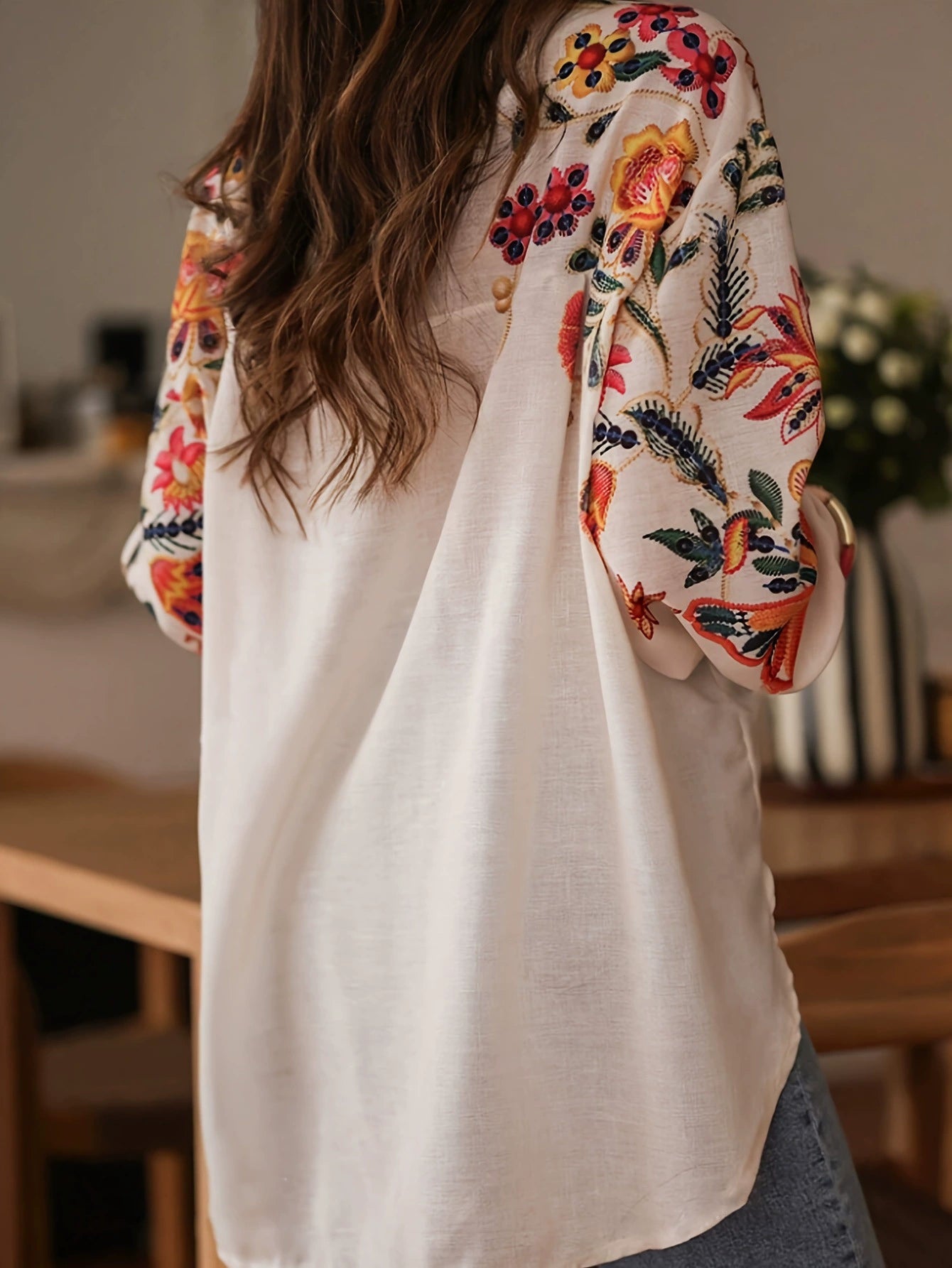European and American Cross-Border Amazon Women's Clothing 2025 Spring and Summer New Loose Long-Sleeved Digital Printed Shirt Tops