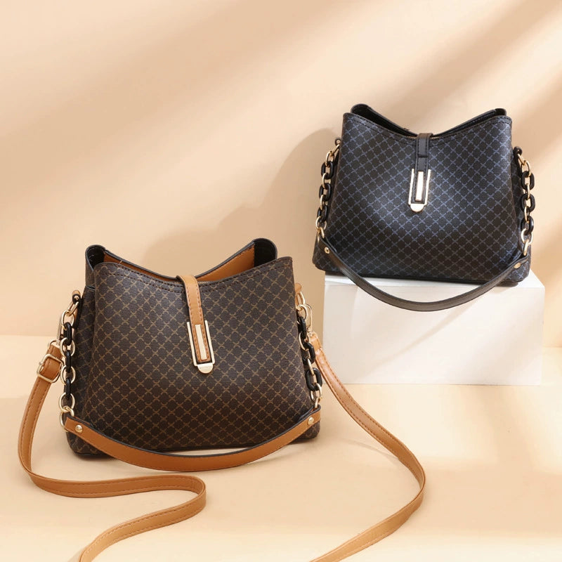 [Drop Shipping Women's Bag] 2025 Autumn and Winter New Bucket Women's Bag Fashionable Printed Shoulder Crossbody Bag Simple Handbag
