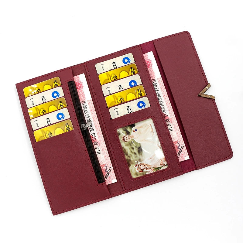 New Women's Wallet Fashion Simple Women's Pu Long Wallet Wallet Multi-Card Slot Card Holder Clutch Bag Wholesale