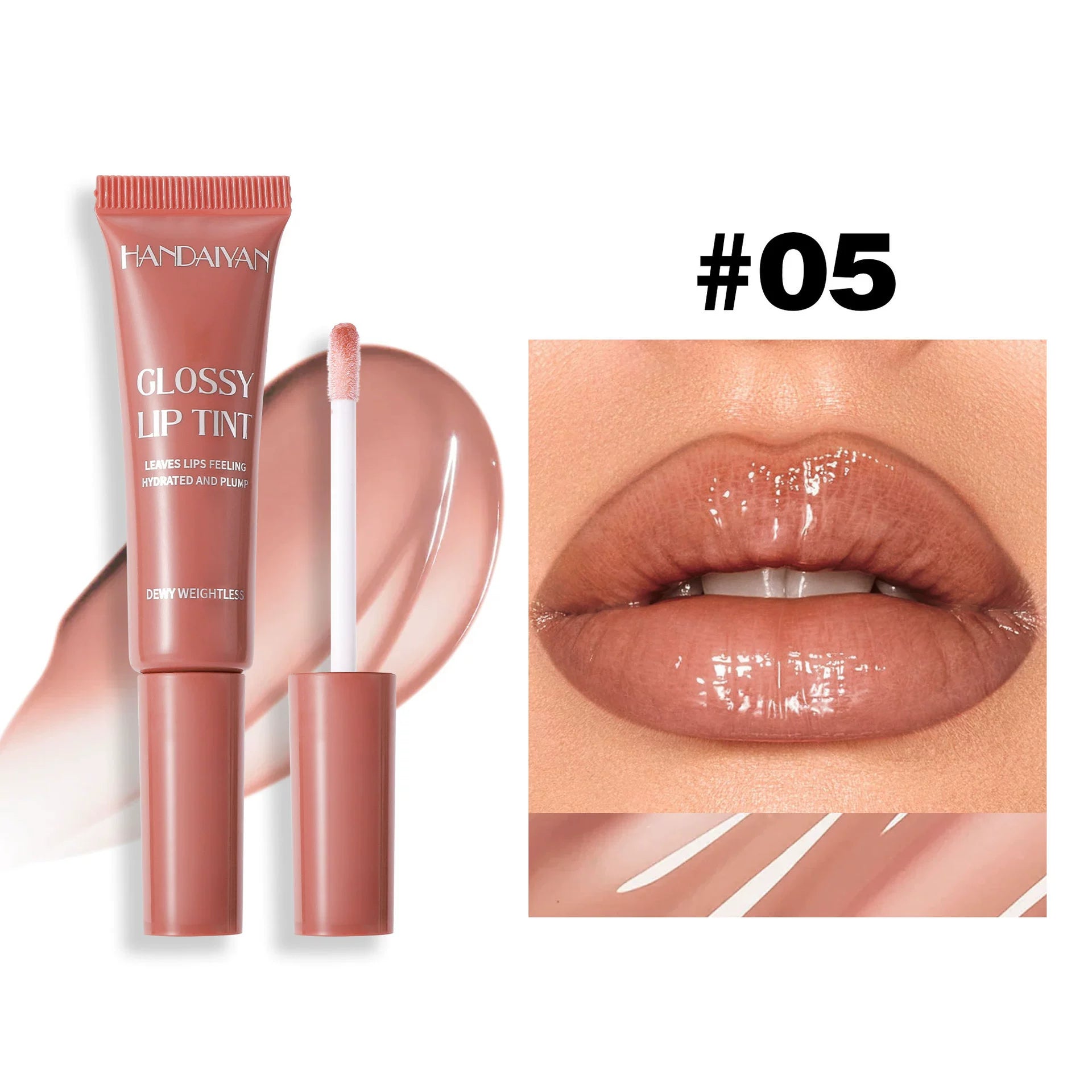 Tube Lip Gloss Moisturizing and Hydrating Cross-Border In-Stock Handaiyan Lip Gloss Lip Color Pearlescent Lip Oil Tube Lip Gloss