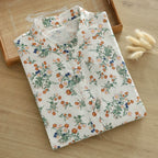 Japanese style floral shirt Women's stand collar elegant loose all-match top long sleeve printed top women's wholesale