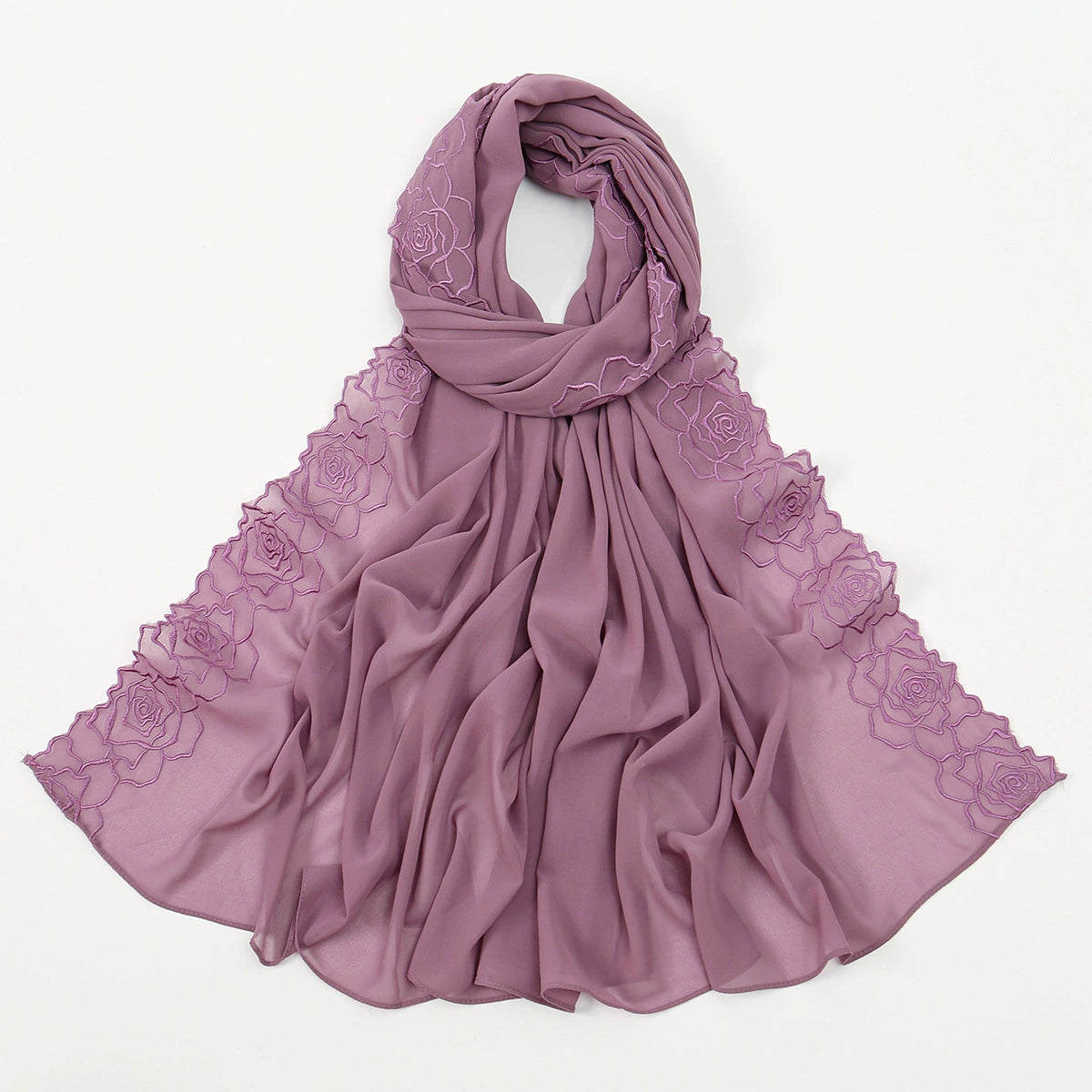 Hot-Selling Embroidered Chiffon Versatile Long Scarf, High-Quality, Comfortable, Breathable Women's Shawl, Headscarf, Fashionable Ol
