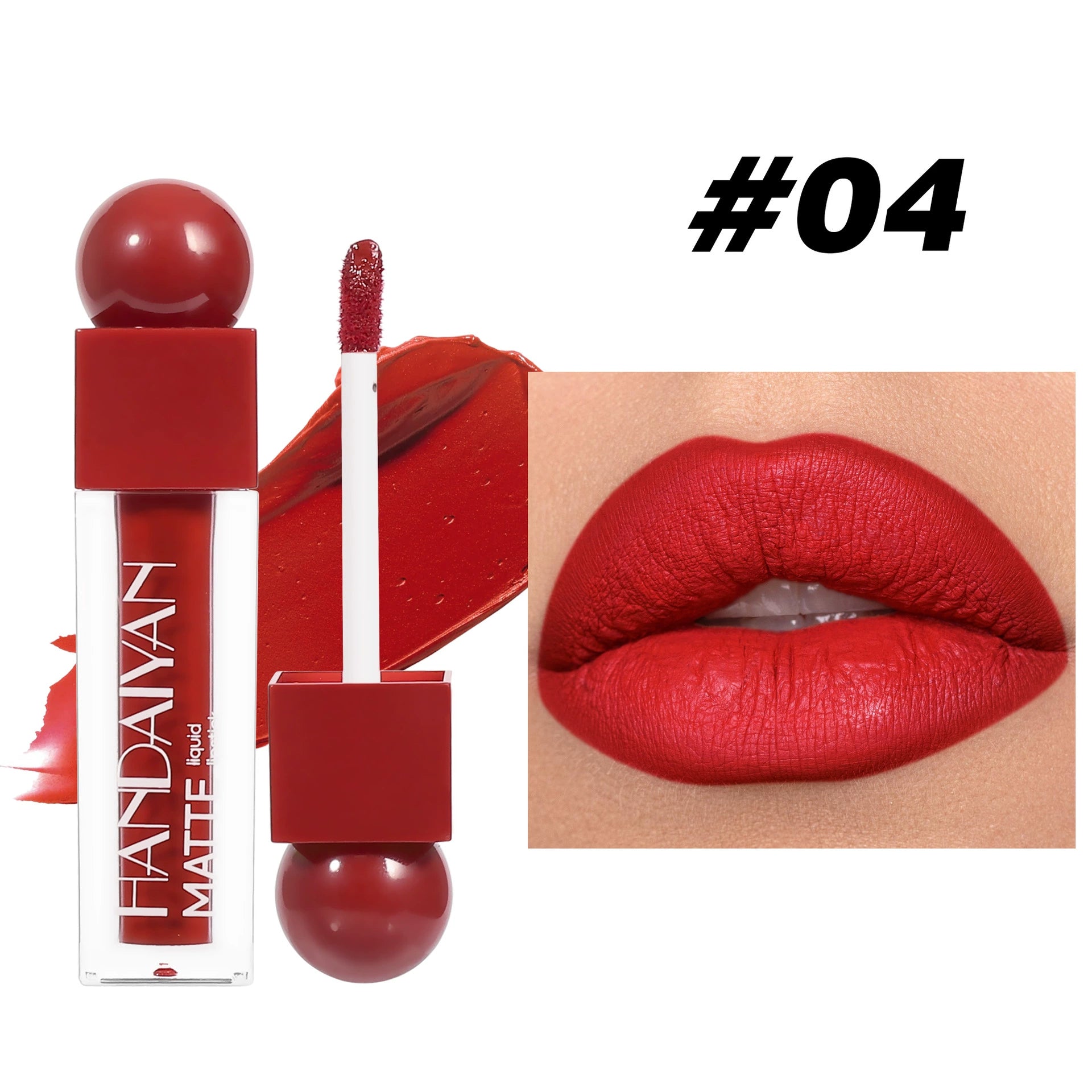 Cross-Border 6-Color Matte Lip Glaze Square Tube Lipstick Waterproof Non-Stick Cup Non-Fading Handaiyan Matte Lip Glaze Lip Gloss