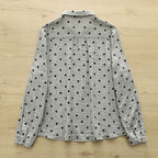 Factory Direct Sale Japanese Retro Polka Dot Print Artistic All-Cotton Double-Layer Gauze Shirt for Women Cotton Gauze Doll Collar Shirt