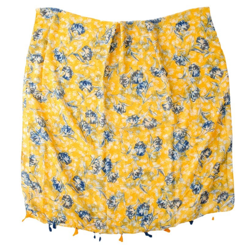 Cotton and linen artistic fresh lemon yellow Mori women's spring and summer thin silk yarn sunscreen shawl scarf scarf wholesale