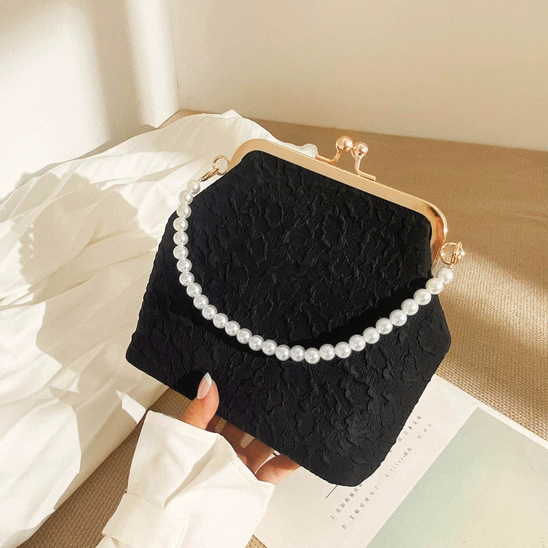 Foreign Trade Mobile Phone Bag 2025 New Cloud Cheongsam Women's Bag Pearl Chain Crossbody Bag Japanese Mouth Gold Cosmetic Bag