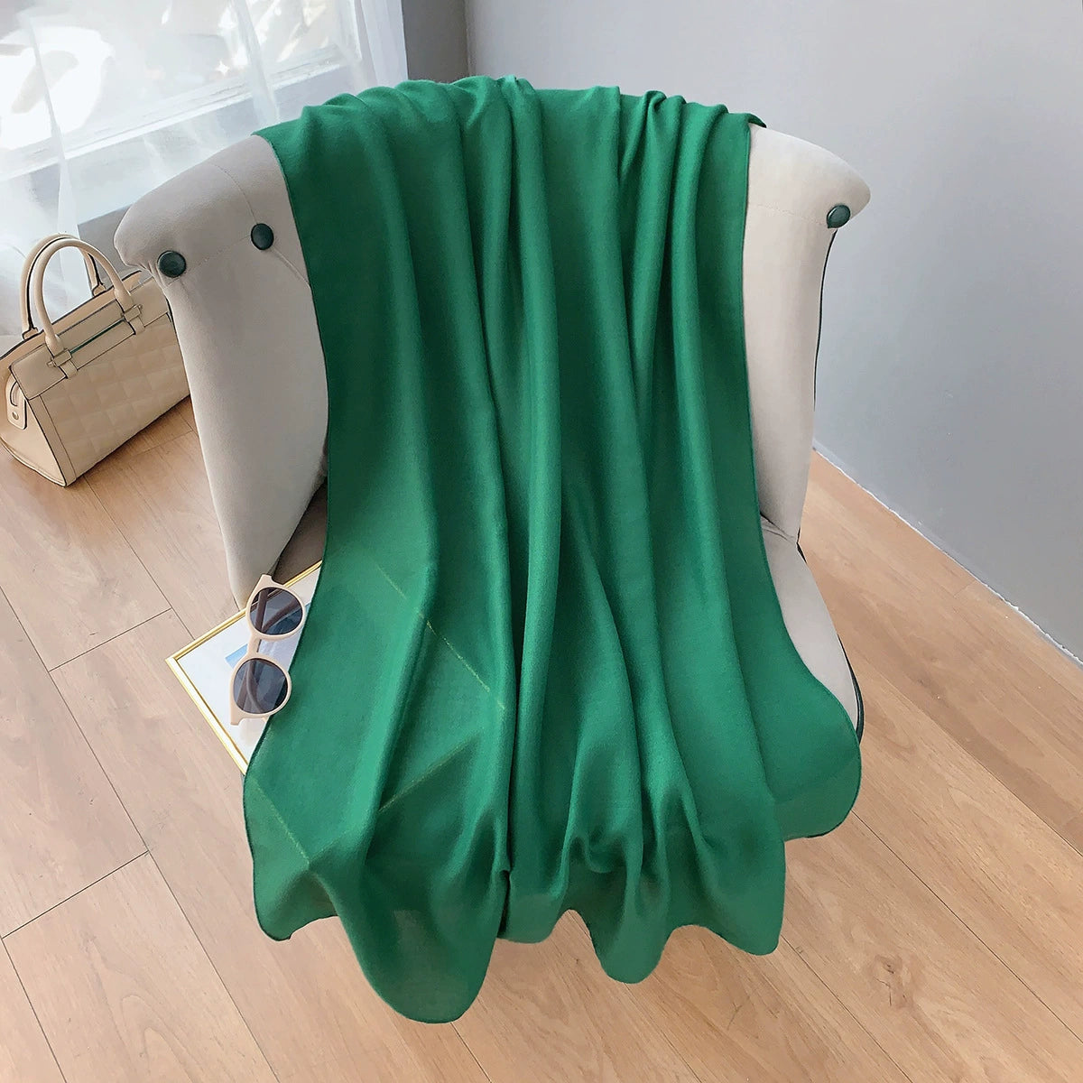 Cotton and Linen Scarf Women's Spring and Summer Artistic Korean-style Long Solid Color Shawl Thin All-match Neck Protecting Silk Scarf for Air-conditioned Room