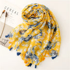 Cotton and linen artistic fresh lemon yellow Mori women's spring and summer thin silk yarn sunscreen shawl scarf scarf wholesale