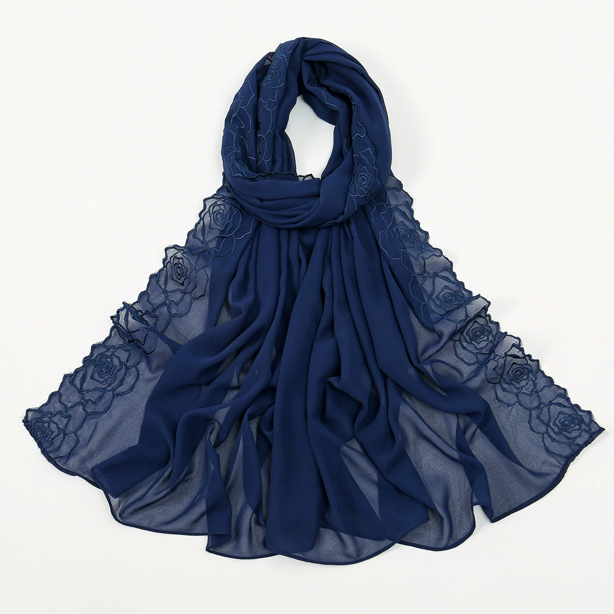 Hot-Selling Embroidered Chiffon Versatile Long Scarf, High-Quality, Comfortable, Breathable Women's Shawl, Headscarf, Fashionable Ol