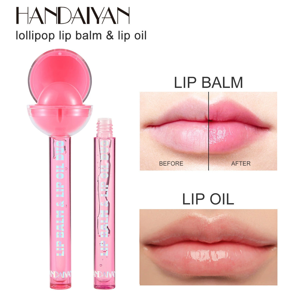 Cross-Border Color-Changing Lip Glazehaidaiyan Makeup Two-In-One Lollipop Moisturizing Lipstick Lip Oil Lip Gloss
