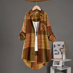New Cotton and Linen Tops, Retro Spring and Autumn Plaid Shirts for Women, Long Style with Short Front and Long Back Design, Sun Protection Shirts