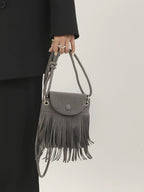 2024 Autumn and Winter New Suede Personalized Tassel Buckle Mobile Phone Bag Frosted Retro Ethnic Style Single Shoulder Crossbody Bag