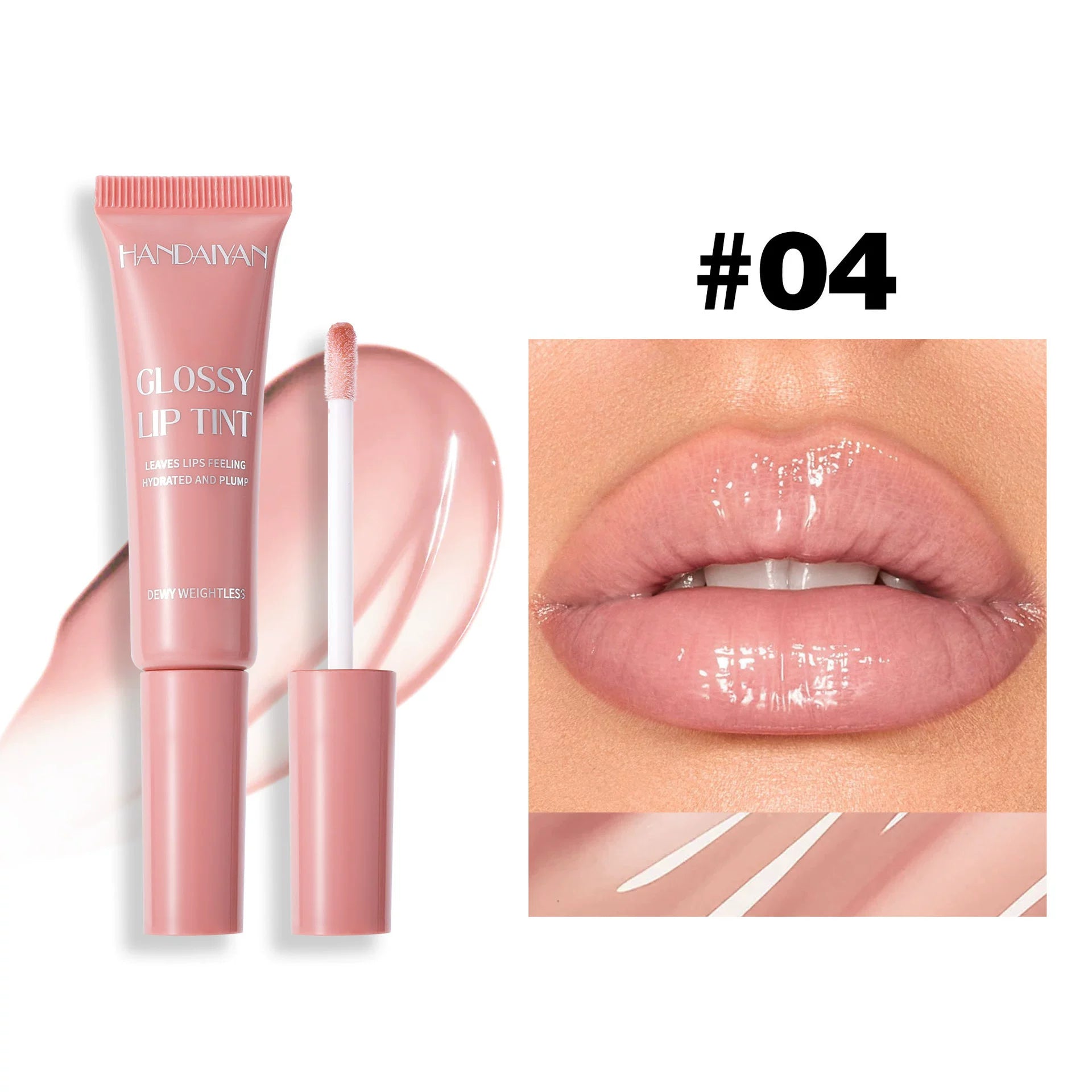 Tube Lip Gloss Moisturizing and Hydrating Cross-Border In-Stock Handaiyan Lip Gloss Lip Color Pearlescent Lip Oil Tube Lip Gloss