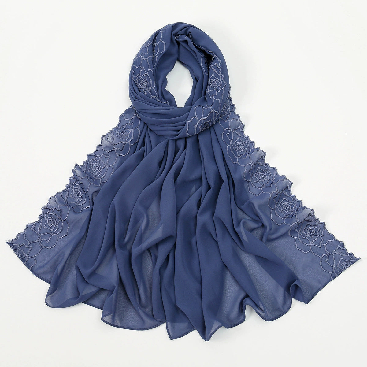 Hot-Selling Embroidered Chiffon Versatile Long Scarf, High-Quality, Comfortable, Breathable Women's Shawl, Headscarf, Fashionable Ol