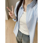 Cross-Border Pure Cotton Solid Color Women's Loose Casual Slimming Versatile Layered Sun Protection Shirt Top Wholesale