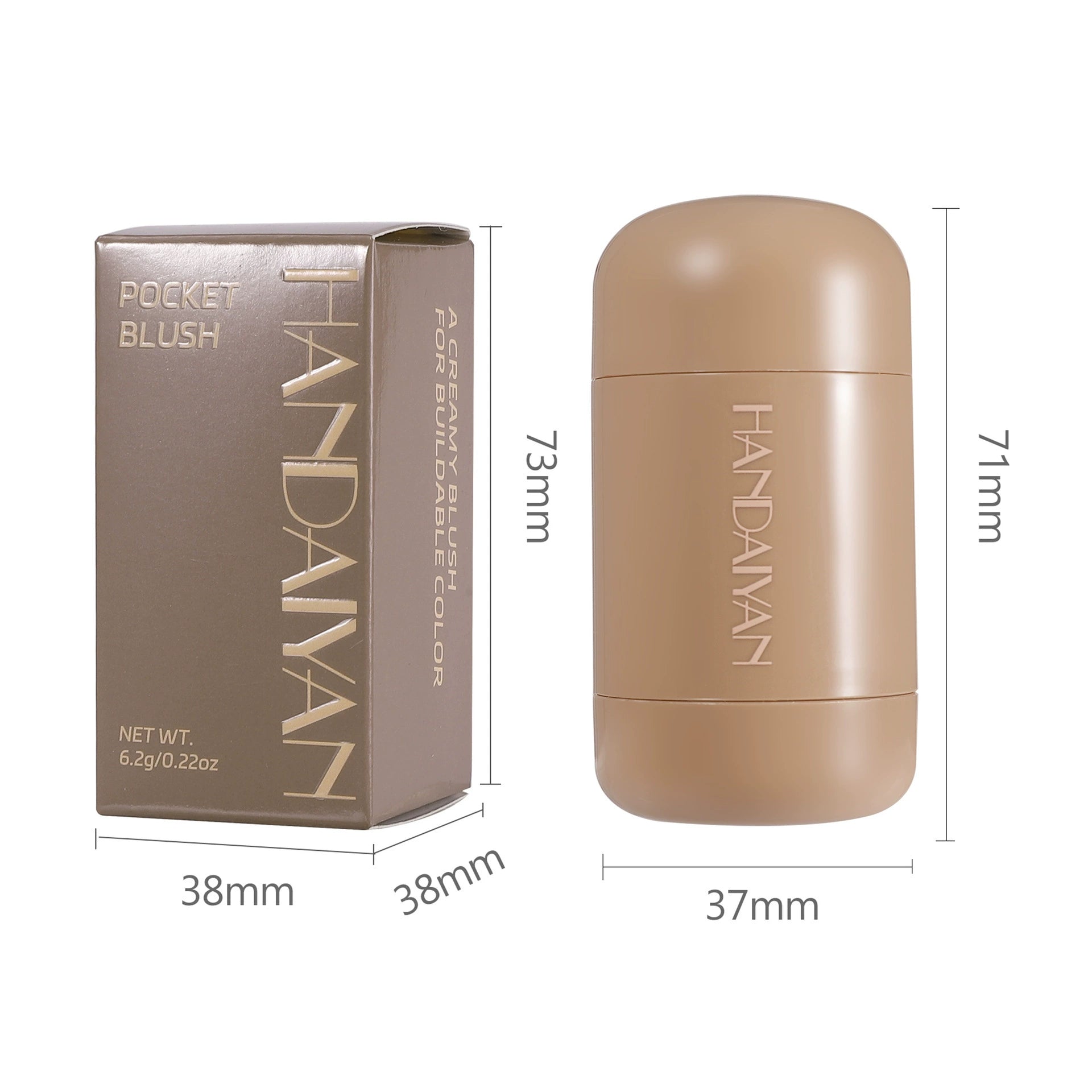 Cross-Border Blush Stick for Natural Contouring 6-Color Matte Handaiyan Portable Lip and Cheek Blush Stick