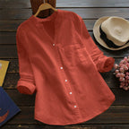 2025 New Spring & Fall Wish Retro Cotton and Linen Shirt Loose Pure Color Casual Shirt