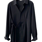 Draped Shirt Women's Long-sleeved Design Niche 2024 Autumn Loose Casual Lace-up French Top