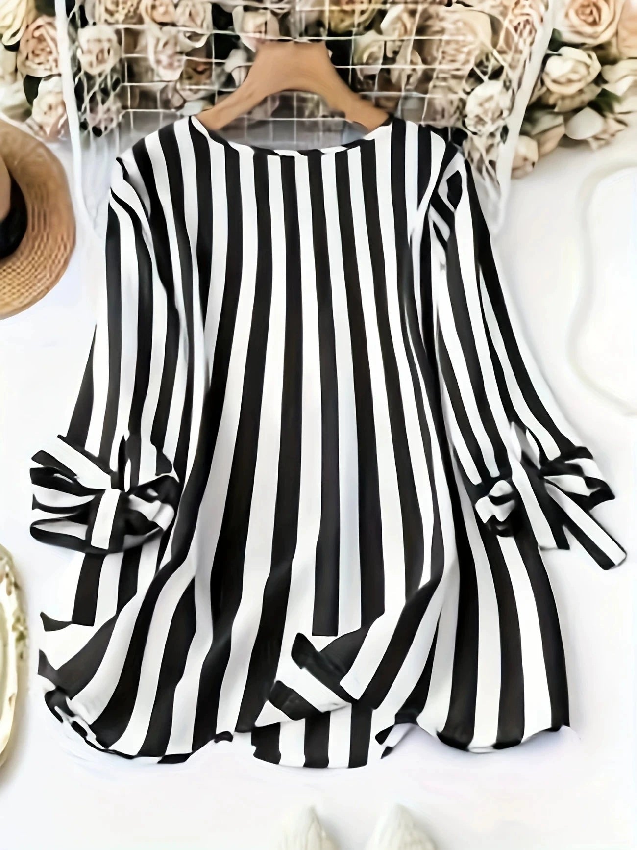 2025 European and American New Style Amazon Cross-Border Supply Ebay Best-Selling Autumn and Summer Striped Three-Quarter Sleeve Casual Shirt