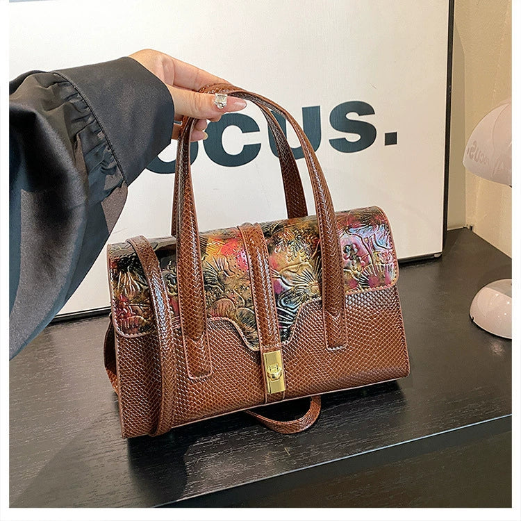 Contrast Color Tote Women's Bag Cross-border European and American Retro Leopard Print Portable Shoulder Crossbody Bag Women's Ladies handbag