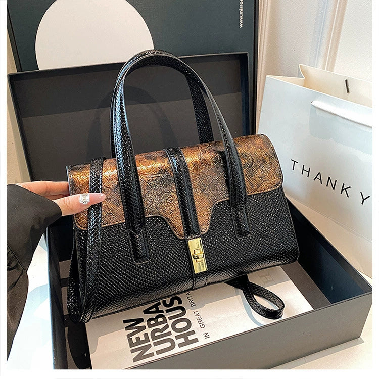 Contrast Color Tote Women's Bag Cross-border European and American Retro Leopard Print Portable Shoulder Crossbody Bag Women's Ladies handbag