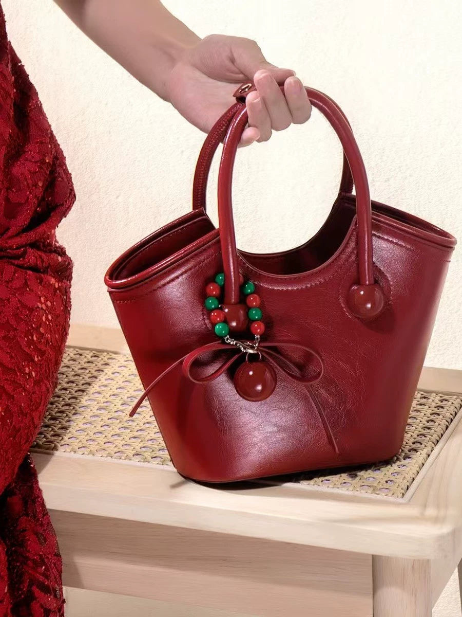 Nanfeng Cherry Love Portable Tote Bag Women's 2025 New All-match Casual Ins Shoulder Crossbody Bag