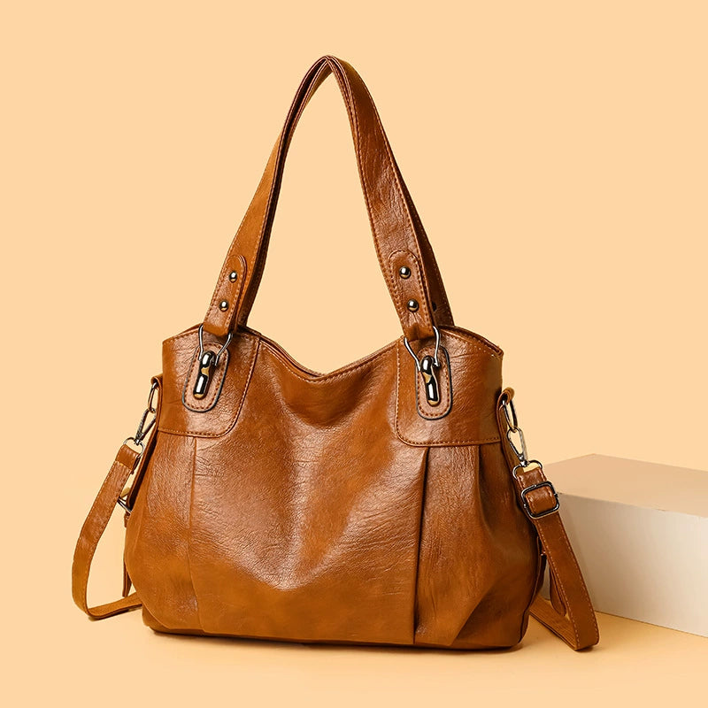 Vintage Women's Handbag Shoulder Crossbody Bag 2025 New Fashion Large Capacity Soft Leather Mother Bag Cross Border
