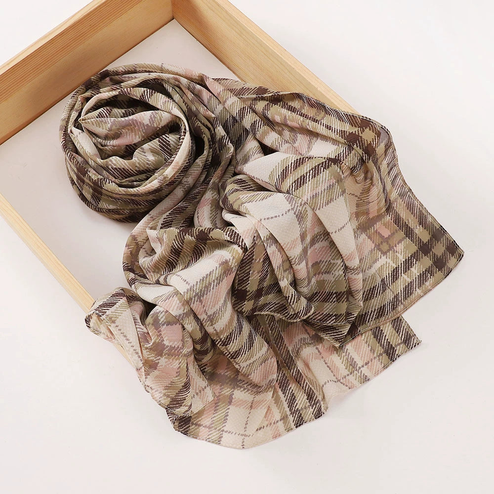 New Malaysian Pearl Chiffon Silk Scarf Rose Print Hijab Hui Turban Gauze Scarf Wholesale